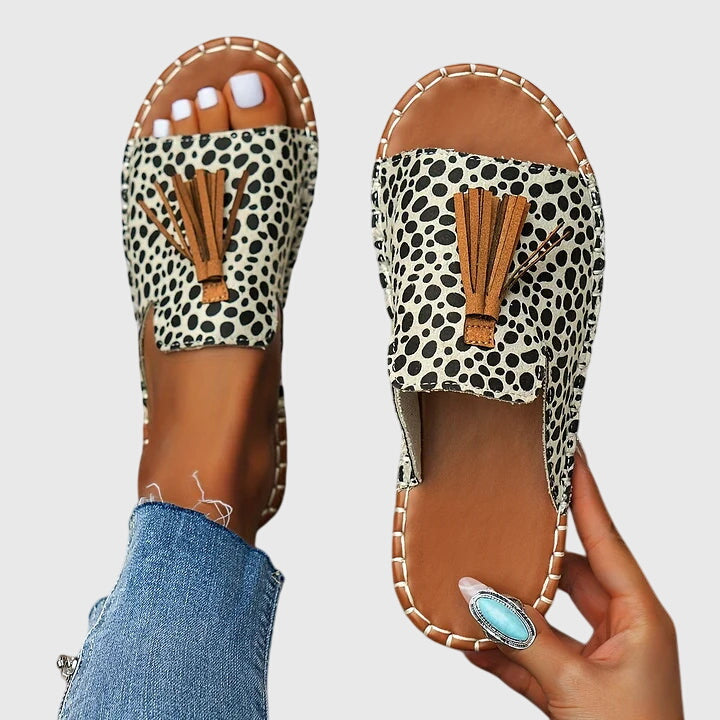 DELACROIX | Nathalie Bohemian Sandals with Pom Poms