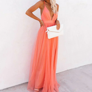 Lumira Boutique | Robe Maxi Lumière Corail
