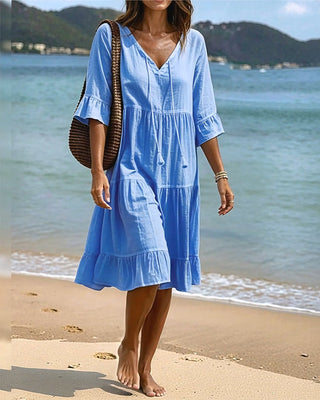 Lumira Boutique | Robe Évasée Mi-longue À Lacer à la Taille