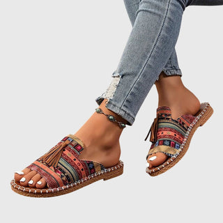 DELACROIX | Nathalie Bohemian Sandals with Pom Poms