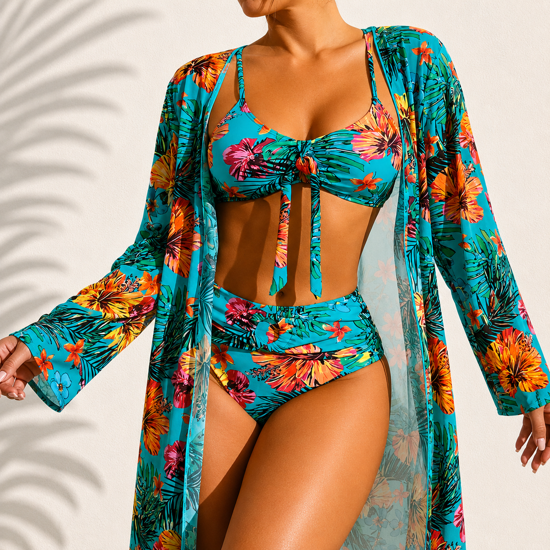 DELACROIX | Élégant Maillot de Bain Tropical 3 Pièces Marie