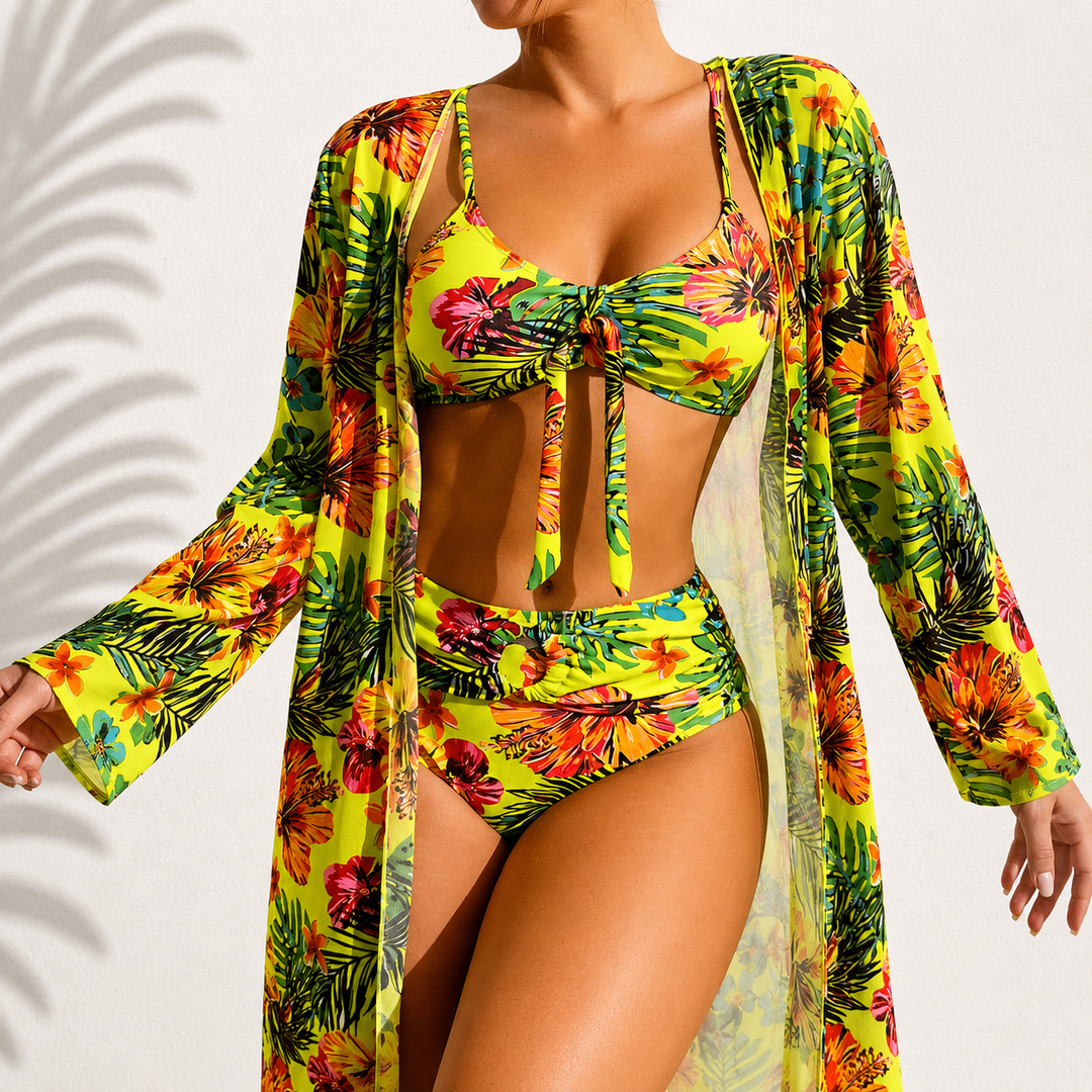 DELACROIX | Élégant Maillot de Bain Tropical 3 Pièces Marie