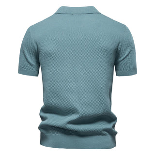 AIOPESON Men's Summer Breathable Polo Shirt Short Sleeve Solid Color Casual Polo Shirts for Men Lightweight Stretch Polo ﻿