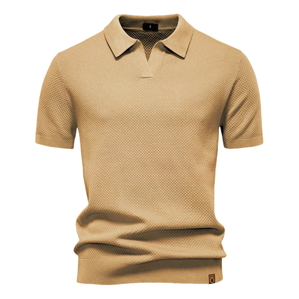 AIOPESON Men's Summer Breathable Polo Shirt Short Sleeve Solid Color Casual Polo Shirts for Men Lightweight Stretch Polo ﻿