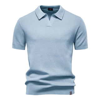 AIOPESON Men's Summer Breathable Polo Shirt Short Sleeve Solid Color Casual Polo Shirts for Men Lightweight Stretch Polo ﻿
