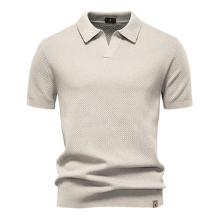 AIOPESON Men's Summer Breathable Polo Shirt Short Sleeve Solid Color Casual Polo Shirts for Men Lightweight Stretch Polo ﻿