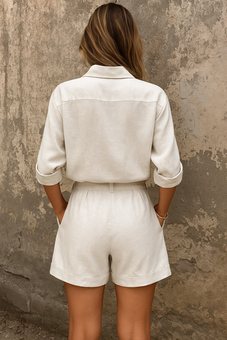 Lumira Boutique | Nathalie Ensemble Deux Pièces Femme | Blouse Légère & Shorts
