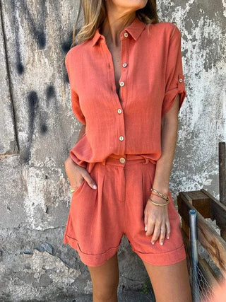 Lumira Boutique | Nathalie Ensemble Deux Pièces Femme | Blouse Légère & Shorts