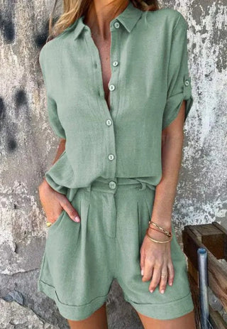 Lumira Boutique | Nathalie Ensemble Deux Pièces Femme | Blouse Légère & Shorts
