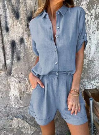 Lumira Boutique | Nathalie Ensemble Deux Pièces Femme | Blouse Légère & Shorts
