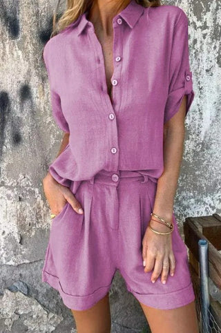 Lumira Boutique | Nathalie Ensemble Deux Pièces Femme | Blouse Légère & Shorts