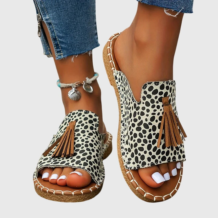 DELACROIX | Nathalie Bohemian Sandals with Pom Poms