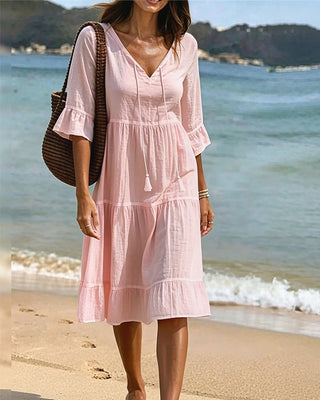 Lumira Boutique | Robe Évasée Mi-longue À Lacer à la Taille