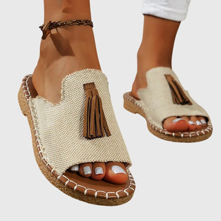 DELACROIX | Nathalie Bohemian Sandals with Pom Poms