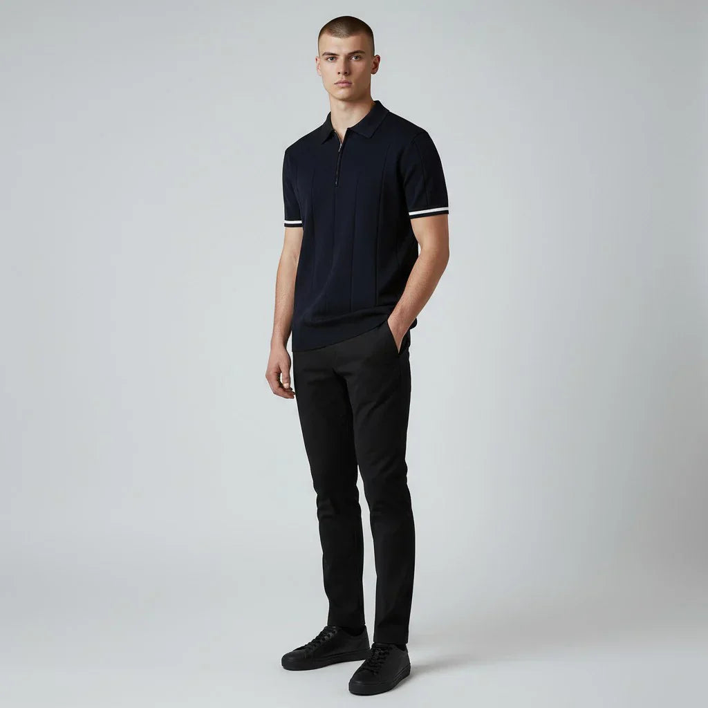 AURELIO™ | Polo à Rayures avec Col Zippé